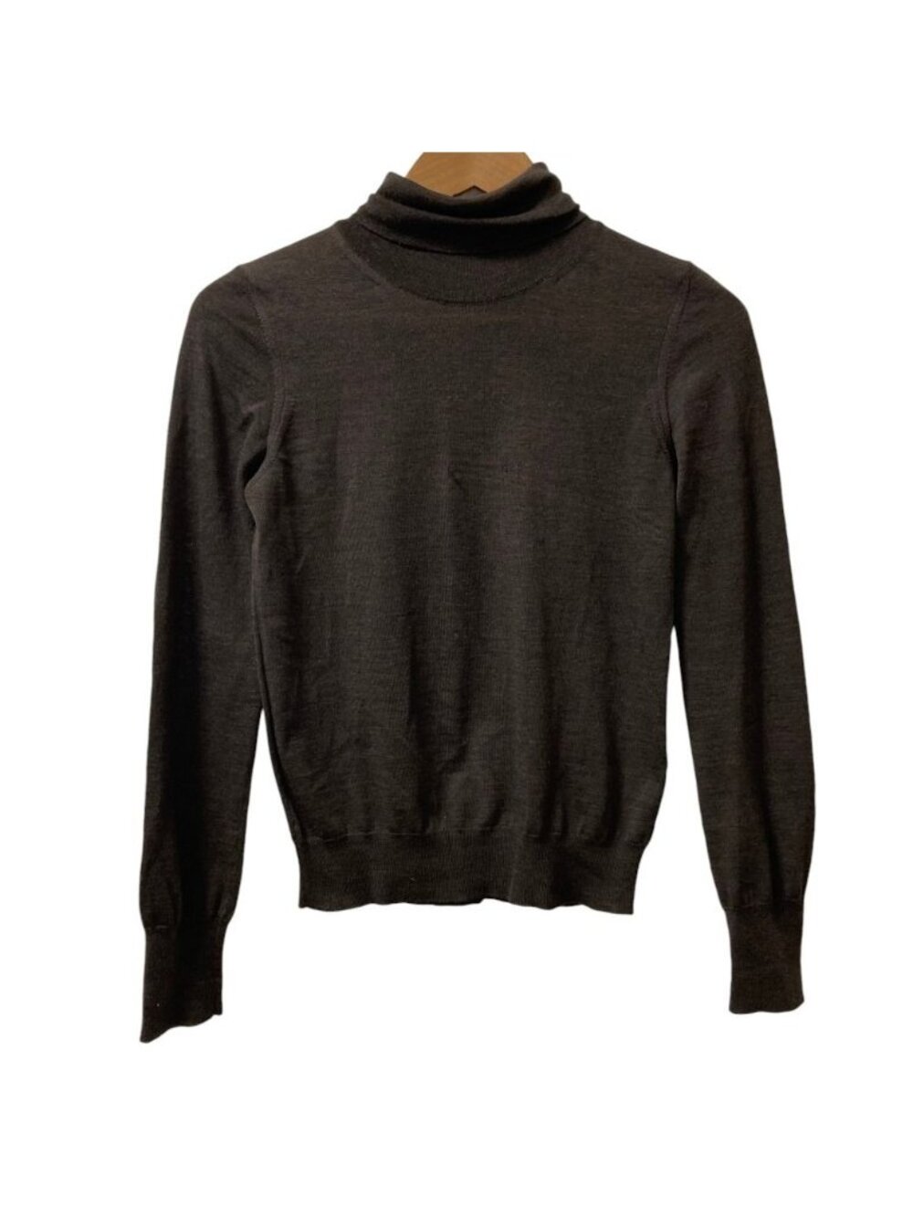 Hermes Turtleneck High Gauge Knit Sweater Brown XS